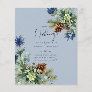 BUDGET  Winter Blue Thistle Wedding Flyer
