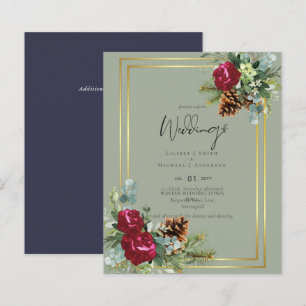 BUDGET Winter Blue Thistle Wedding Invites