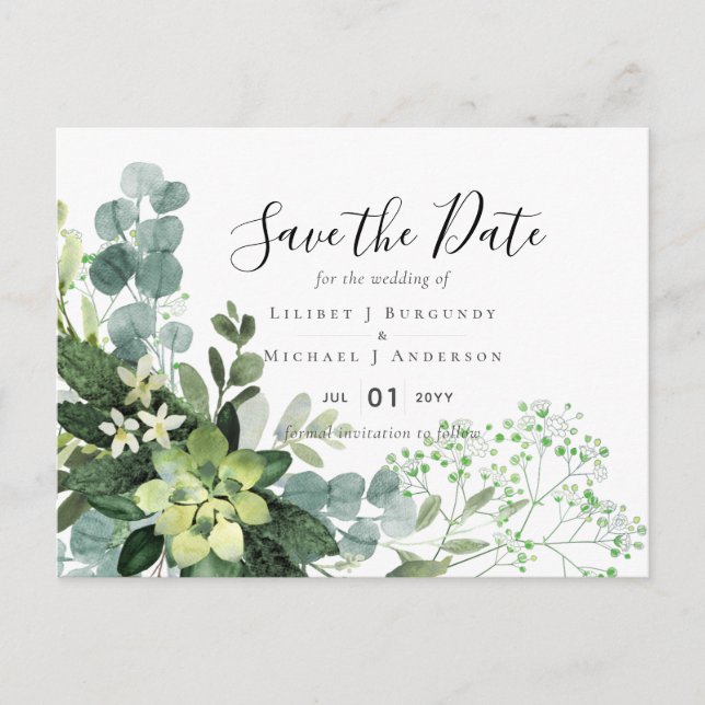 BUDGET  Winter Blue Thistle Wedding Postcard (Front)