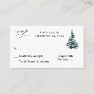 Budget Winter Chirstmas Tree SM No Meal RSVP Enclosure Card