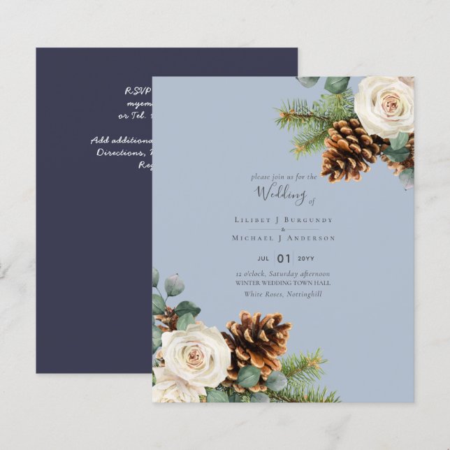BUDGET Winter Eucalyptus Pine Cones Wedding (Front/Back)