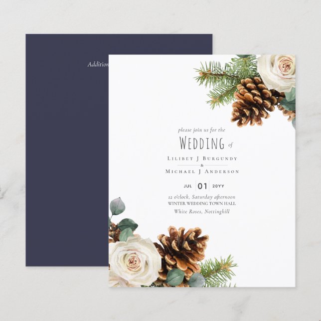 BUDGET Winter Eucalyptus Pine Cones Wedding (Front/Back)