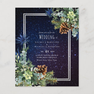 BUDGET Winter Eucalyptus Pine Cones Wedding Flyer