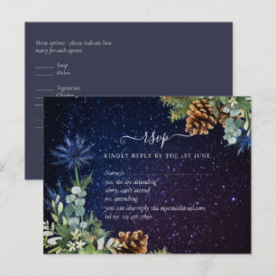 BUDGET Winter Eucalyptus Pine Cones Wedding Postcard
