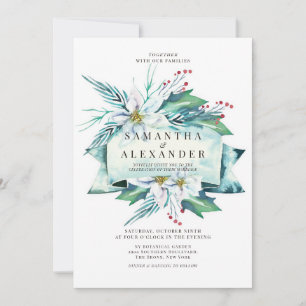 Budget Winter Floral Bouquet Watercolor Wedding Invitation
