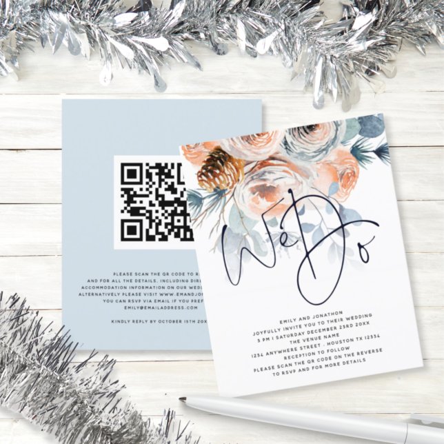 BUDGET Winter Florals We Do QR Code Wedding Invite (Creator Uploaded)