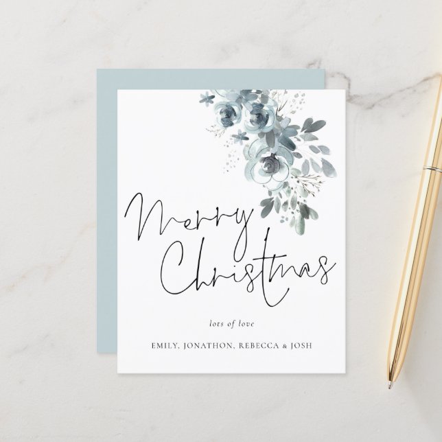 Budget Winter Foliage Merry Christmas Card (Front/Back In Situ)