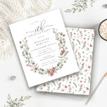 Budget Winter Greenery Red Floral 30th Birthday<br><div class="desc">Modern sage green watercolor Boho botanical frame is accented with small poinsettia flowers.</div>