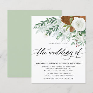 Budget Winter Greenery Wedding Invitation