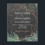 Budget winter nature chalkboard wedding invitation flyer<br><div class="desc">Elegant winter wedding stylish BUDGET affordable invitation FLYER template on dark grey charcoal chalkboard featuring modern winter branches and pine boughs wreath and natural green watercolor splashes. The invitation is suitable for rustic elegant trendy winter night countryside, mountain resort or Christmas weddings. PLEASE READ THIS BEFORE PURCHASING! This is a...</div>
