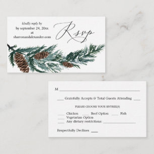 Budget Winter Pine Cone Greenery SM Meal RSVP Enclosure Card