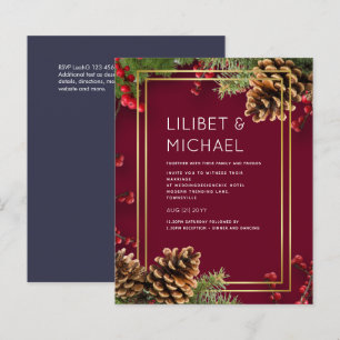 BUDGET Winter Red Berries Pine Cones Wedding