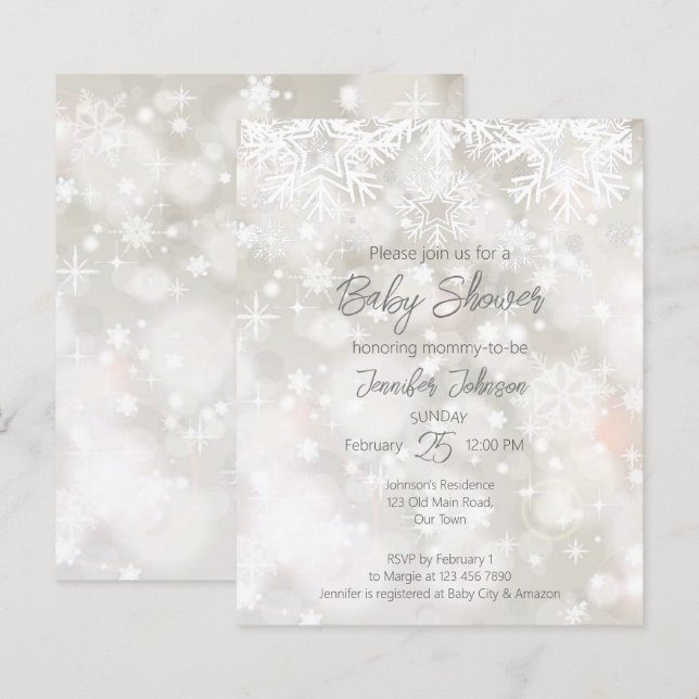 Budget Winter snowy pastel colours baby shower (Front/Back)
