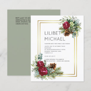 BUDGET Winter Wedding Burgundy Roses Eucalyptus