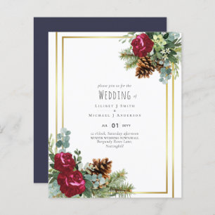 BUDGET  Winter Wedding Burgundy Roses Eucalyptus