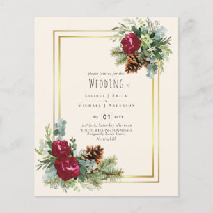 BUDGET Winter Wedding Burgundy Roses Eucalyptus Flyer