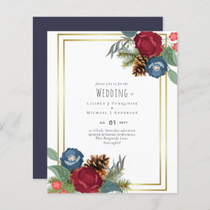 BUDGET  Winter Wedding Burgundy Teal Blue Modern