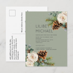 BUDGET Winter Wedding Eucalyptus Greenery Roses Postcard