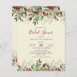 Budget Winter Wedding Floral Berry Bridal Shower<br><div class="desc">This Budget Winter Christmas Bridal Shower invitation features a cacade of lush fir branches, burgundy forest flowers, wild berriis and twigs on a noble vintage ivory background. A beautiful invitation is perfect for a winter wedding in warm colours. A sensual atmospheric and bright invitation for winter days. Please note that...</div>