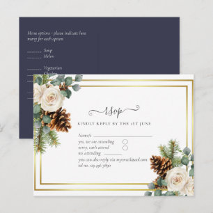 BUDGET  Winter Wedding White Roses Gold Dusty Blue Postcard