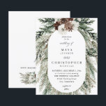 Budget Winter White Floral & Pine 2 Wedding<br><div class="desc">** SATIN PAPER IS PAPER THIN. UPGRADE THE PAPER FOR A THICKER PAPER. HAS AN OPTION FOR ENVELOPES. *** Save money on invitations with this smaller invitation that has an option for envelopes. Get your guests ready for the amazing wedding with your Winter White Floral & Pine Wedding invitations. Want...</div>