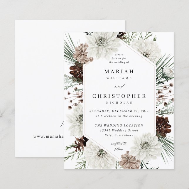 Budget Winter White Floral & Pine Wedding (Front/Back)