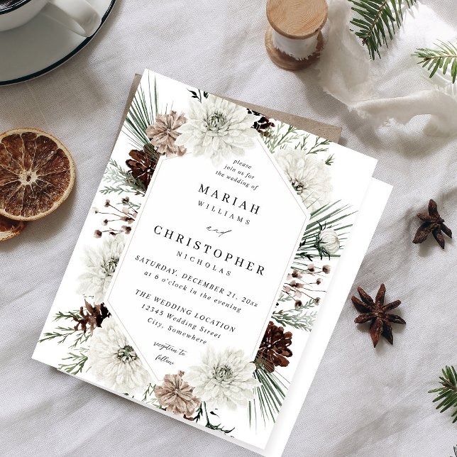 Budget Winter White Floral & Pine XMas or Holiday (Creator Uploaded)