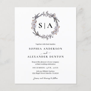 Budget Winter Wreath Photo QR code wedding invite