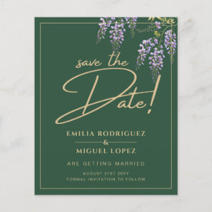 BUDGET WISTERIA Gold Green SAVE THE DATE Flyer