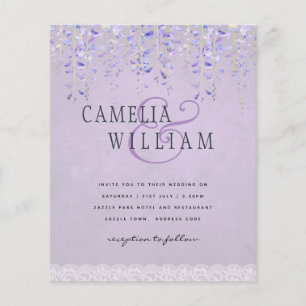 BUDGET Wisteria Purple Floral Lace Wedding INVITE Flyer