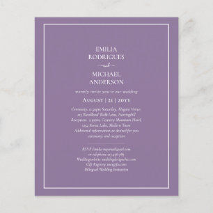 Budget Wisteria Purple Wedding Simple Monochrom Flyer