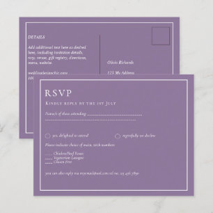 Budget Wisteria Purple Wedding Simple Monochrom Postcard