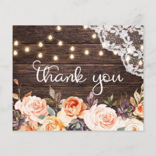 Budget Wood, Lace, Lights Pink Floral Thank You Fl Flyer