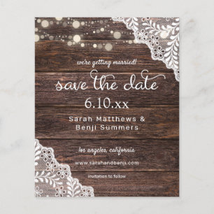 Budget Wood, Lace & Lights Save the Date V2 Flyer