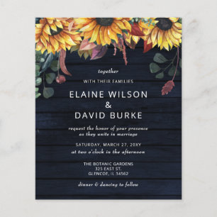 Budget Wood Sunflowers Wedding Invitation