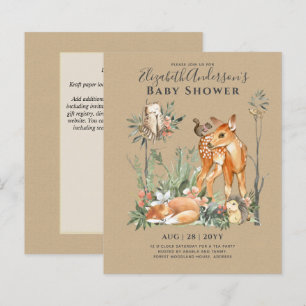 BUDGET Woodland Animals Baby Boy Girl Shower INVs