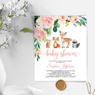Budget Woodland Animals Baby Shower Invitation