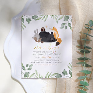 Budget Woodland Animals & Greenery Boy Baby Shower