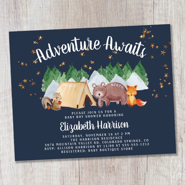 Budget Woodland Camping Baby Shower Invitation (Creator Uploaded)