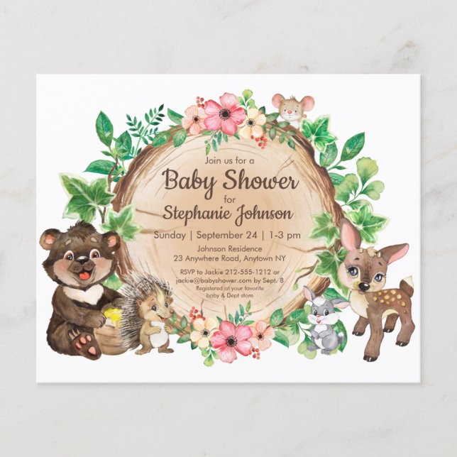 Budget Woodland Rustic Neutral Baby Shower Invite (Front)