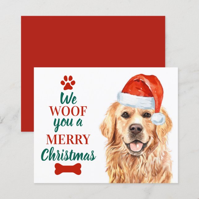 Budget Woof Merry Christmas Dog Golden Retriever (Front/Back)