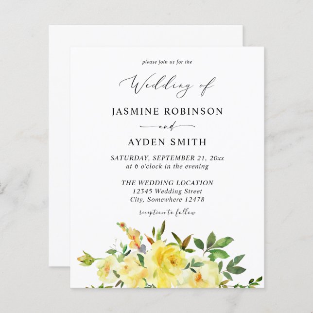 Budget Yellow Floral Wedding (Front/Back)