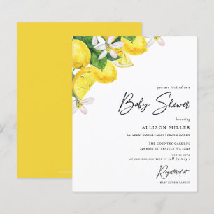 Budget Yellow Lemon Baby Shower Invitation