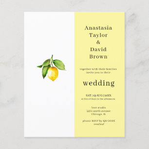 Budget Yellow Lemon QR Code Wedding Invitation
