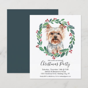 Budget Yorkshire Terrier Dog Christmas Invitation