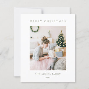 BUDGETMinimalist Olive Green Merry Christmas Photo