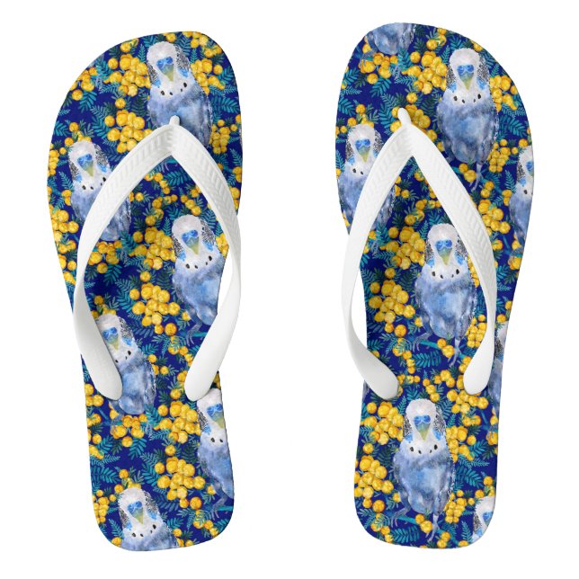 Budgie And Wattle Pattern Flip Flops (Footbed)