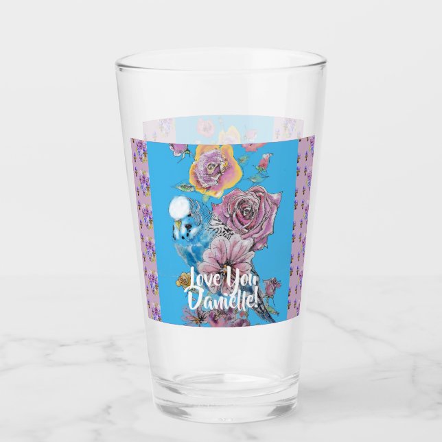 Budgie Aquarelle florale Dames Verre Tumbler (Devant)