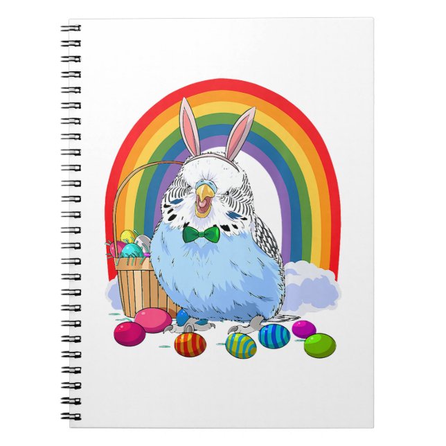 Budgie Blue Parakeet Easter Eggs Bunny Premium  Notebook (Front)