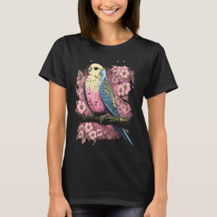Budgie Budgerigar Bird Japanese Cherry Sakura Flow T-Shirt